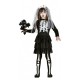 COSTUME SPOSA SCHELETRO HORROR BABY 7/9 ANNI VESTITO COMPL.DI VELO E PANTACOLLANT X TRAVESTIMENTI DI HALLOWEEN/CARNEVALE