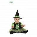 COSTUME STREGHETTA BABY 6/12 MESI VESTITO E CAPPELLO STREGA PER TRAVESTIMENTI DI CARNEVALE/HALLOWEEN SCENE A TEMA