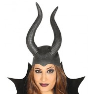 CASCO DIAVOLESSA MALEFICA CON CORNA NERE IN LATTICE ARTICOLI PER TRAVESTIMENTI DI HALLOWEEN CARNEVALE E SCENE A TEMA