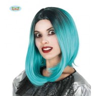 PARRUCCA STREGA CASCHETTO LUNGO CAPELLI NERI E VERDE PER TRAVESTIMENTI DI HALLOWEEN/CARNEVALE E SCENE A TEMA HIGH QUALIT