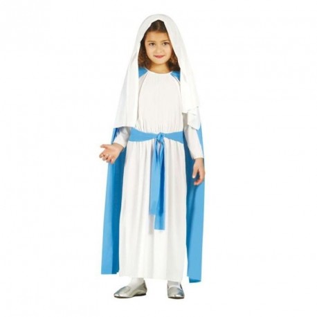 COSTUME CARNEVALE/NATALE VERGINE MARIA 7/9 ANNI VESTITO MADONNA PER TRAVESTIMENTI E RECITE A TEMA. CUFFIA/TUNICA/CINTURA