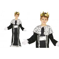 COSTUME PER NATALE RE MAGIO GASPARE BIMBO 10/12 ANNI VESTITO TURCHESE MANTELLO BIANCO A POIS NERI STRISCIA CENTRALE BLU