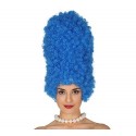 PARRUCCA CAPELLI RICCI BLU ACCONCIATURA ALTA PER TRAVESTIMENTI DI CARNEVALE E PARTY A TEMA MARGE SIMPSON