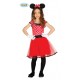 COSTUME CARNEVALE TOPOLINA MINNIE BIMBA 3/4 ANNI VESTITO COMPLETO DI CERCHIETTO ORECCHIE X TRAVESTIMENTI E PARTY A TEMA