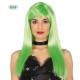 PARRUCCA POP VERDE NEON LUNGHA A CASCHETTO PER TRAVESTIMENTI DI CARNEVALE PARTY SCENE E SPETTACOLI A TEMA COD 4064