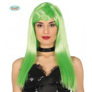 PARRUCCA POP VERDE NEON LUNGHA A CASCHETTO PER TRAVESTIMENTI DI CARNEVALE PARTY SCENE E SPETTACOLI A TEMA COD 4064