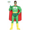 COSTUME CARNEVALE SUPER EROE MARIJUANA TAGL.M 48/50 VESTITO COMPLETO TUTA MANTELLO MASCHERA GUANTI E CINTURA NO STIVALI