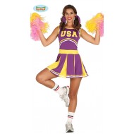 COSTUME CARNEVALE POM POM CHEERLEADER TAGL.M PER TRAVESTIMENTI E INTRATTENIMENTI DA STADIO SOLO VESTITO NO ACCESSORI