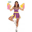 COSTUME CARNEVALE POM POM CHEERLEADER TAGL.M PER TRAVESTIMENTI E INTRATTENIMENTI DA STADIO SOLO VESTITO NO ACCESSORI