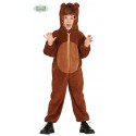 COSTUME CARNEVALE ORSO BRUNO BAMBINI 3/4 ANNI VESTITO COMPLETO TUTA/CAPUCCIO PER TRAVESTIMENTI DI ANIMALI PREDATORI