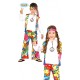 COSTUME CARNEVALE RAINBOW HIPPIE 5/6 ANNI VESTITO COMPLETO DI BANDANA/CAMICIA CON GILET/PANTALONI ANNI 60/70 NO ACCESSOR