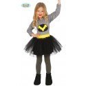 COSTUME CARNEVALE PIPISTRELLO BATMAN BIMBA 7/9 ANNI VESTITO PER TRAVESTIMENTI FESTE E PARTY A TEMA SUPER EROI BATGIRL