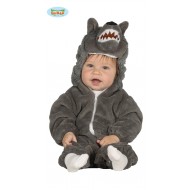 COSTUME BABY LUPO VESTITO TUTA CON CAPUCCIO 12/24MESI PER TRAVESTIMENTI DI CARNEVALE A TEMA ANIMALI FAVOLE NO ACCESSSORI