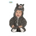 COSTUME BABY LUPO VESTITO TUTA CON CAPUCCIO 12/24MESI PER TRAVESTIMENTI DI CARNEVALE A TEMA ANIMALI FAVOLE NO ACCESSSORI