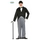 COSTUME CARNEVALE ATTORE CHARLIE CHAPLIN ADULTO TG M VESTITO COMPLETO GIACCA E PANTALONE PER FESTE A TEMA NO ACCESSORI