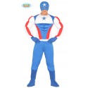 COSTUME CARNEVALE SUPERSTAR ADULTO VESTITO TAGL M.TUTA/MASCHERA PER TRAVESTIMENTI A TEMA CAPITAN AMERICA NO ACCESSORI