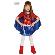 COSTUME CARNEVALE SUPERHEROINA X TRAVESTIMENTI A TEMA WONDER WOMAN BABY 5/6 ANNI VESTITO CINTURA FASCIA MANTELLO NO ACC