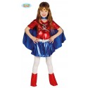 COSTUME CARNEVALE SUPERHEROINA X TRAVESTIMENTI A TEMA WONDER WOMAN BABY 5/6 ANNI VESTITO CINTURA FASCIA MANTELLO NO ACC