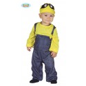 COSTUME CARNEVALE MINATORE BABY 12/24 MESI MINIONS VESTITO COMPLETO MONOTUTA CON MAGLIA/CAPPELLO CON OCCHI NO ACCESSORI