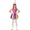 COSTUME CARNEVALE PAYASITA PAGLIACCIO CLOWN BAMBINA 3/4 ANNI VESTITO COMPLETO DI CAPPELLINO NO ACCESSORI COD 10224