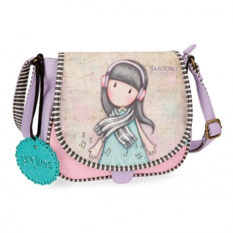 TRACOLLINA 1ZIP 2 TASCHE EST. CON ZIP LOST IN MUSIC GORJUSS SANTORO LONDON ORIGINAL 23X20,5X8,5CM ROSA/LILLA SFUM.100%PU