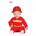 COSTUME CARNEVALE POMPIERE/VIGILE DEL FUOCO BAMBINO NEONATO 12/24 MESI VESTITO COMPLETO TUTA E CAPPELLO NO ACCESSORI