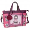 BORSA CON TRACOLLA GORJUSS SANTORO SUGAR & SPICE LONDON ORIGINAL IN SIMILPELLE CON ZIP 39X28X6,5CM 2 TASCHE+ 2 CON ZIP