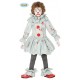 COSTUME CARNEVALE PAGLIACCIO ASSASSINO BABY 7/9 ANNI VESTITO COLLO COPRIGAMBE PER TRAVESTIMENTI DI HALLOWEEN CARNEVALE