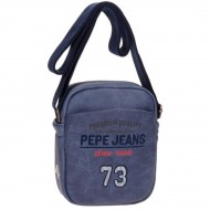 TRACOLLINA UOMO DENIM BRAND PEPE JEANS LONDON ORIGINAL JACK AZUL 19X19,5X8CM BLU SHOULDER BAG 100%PU