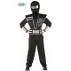 VESTITO CARNEVALE NINJA NERO 5/6 ANNI COSTUME COMPL.CAPUCCIO/SHIRT/CASACCA CINTURONE/PANTALONI BRACCIALI NO ACCESSORI