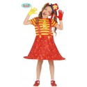 COSTUME CARNEVALE CLOWN VESTITO E CAPPELLO PAGLIACCIO BIMBA 5/6 ANNI H110/115CM CIRCO/SPETTACOLI VARI 100%POL.NO ACCESS.