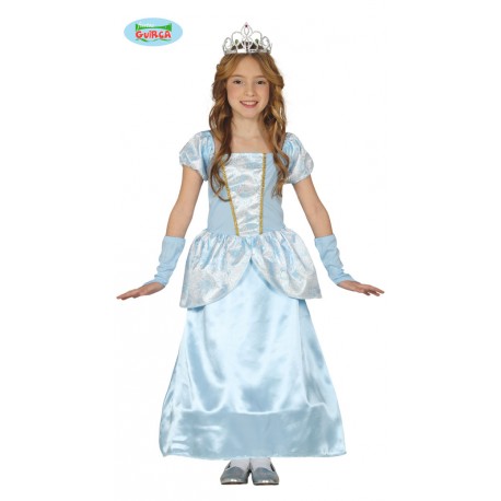 COSTUME CARNEVALE PRINCIPESSA AZZURRA BAMBINA 3/4 ANNI VESTITO E COPRIBRACCIA PER TRAVESTIMENTI FIABESCHI NO ACCESSORI