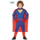 COSTUME CARNEVALE SUPER HERO MUSCLE HERO 10/12 ANNI VESTITO COMPLETO TUTA E MANTELLO X FESTE A TEMA SUPERMAN NO ACCESS.