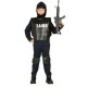 COSTUME CARNEVALE S.W.A.T.5/6 ANNI VESTITO NERO COMPL.TUTA/PASSAMONT/GILET/C.GINOCCHIA PER TRAVESTIMENTI POLIZIA NO ACCE