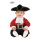 COSTUME CARNEVALE PIRATA BABY 12/24 MESI VESTITO INTERO E CAPPELLO PIRATA NEONATO COLORE NERO/ROSSO/BIANCO NO ACCESSORI