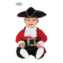 COSTUME CARNEVALE PIRATA BABY 12/24 MESI VESTITO INTERO E CAPPELLO PIRATA NEONATO COLORE NERO/ROSSO/BIANCO NO ACCESSORI