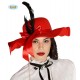 CAPPELLO ROSSO DAMA NOBILDONNA ELEGANTE CON PIUME E FIOCCO PER TRAVESTIMENTI DI CARNEVALE SCENE A TEMA EPOCA XIX SECOLO