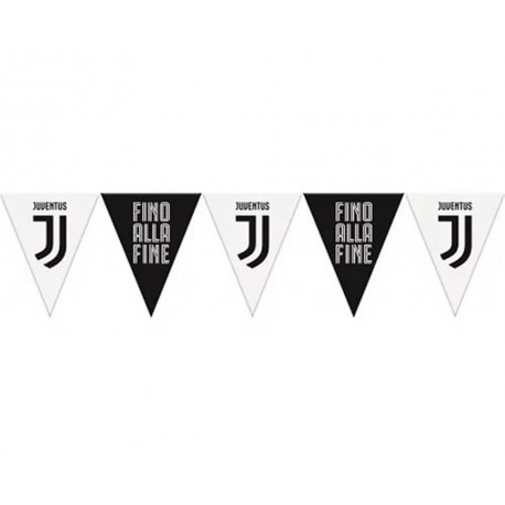 FESTONE BANDIERINA TRIANGOLARI FINO ALLA FINE 22X29CM IN PLASTICA FC JUVENTUS PROD.UFFICIALE PER FESTE DI COMPLEANNO