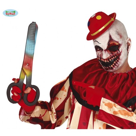 FORBICI IN PLASTICA 40CM MULTICOLOR PER TRAVESTIMENTI DI CARNEVALE HALLOWEEN SCENE E SPETTACOLI A TEMA CLOWN HORROR