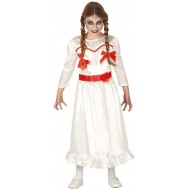 COSTUME CARNEVALE HALLOWEEN BAMBOLA ASSASSINA BIMBA POSSEDUTA TG.5/6 ANNI VESTITO PER TRAVESTIMENTI HORROR NO ACCESSORI