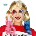 PARRUCCA BIONDA CODINI MULTICOLOR HARLEY QUINN PER TRAVESTIMENTI DI HALLOWEEN/CARNEVALE SCENE E SPETTACOLI A TEMA HORROR