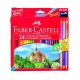 ASTUCCIO PASTELLI LEGNO ESAGONALI MATITE MINE RESISTENTI 24 COLORI BRILLANTI+3 OMAGGIO +TEMPERINO FABER CASTELL GERMANY