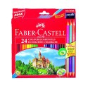 ASTUCCIO PASTELLI LEGNO ESAGONALI MATITE MINE RESISTENTI 24 COLORI BRILLANTI+3 OMAGGIO +TEMPERINO FABER CASTELL GERMANY