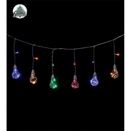 CATENA LUMINOSA 20 LAMPADINE CON 4 LUCI LED MULTICOLOR DA ESTERNO CAVO 3 METRI PER ALLESTIMENTI VARI ESTERNI CASE/NEGOZI