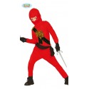 VESTITO CARNEVALE NINJA GUERRIERO GIAPPONESE 5/6 ANNI COSTUME COMPLETO CAPUCCIO/CAMICIA/PANTALONI/CINTURE NO ACCESSORI