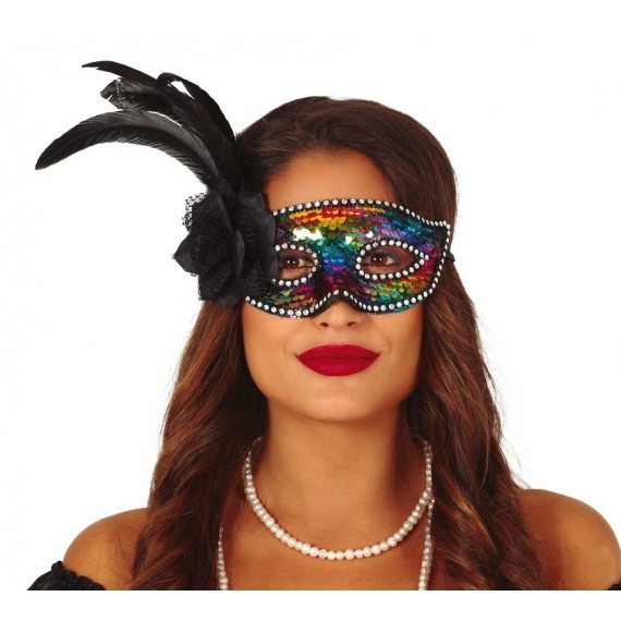 MASCHERINA CARNEVALE NERA GLITTER ARGENTO STELLE PER TRAVESTIMENTI DI  CARNEVALE MASCHERA COPRIOCCHI X FESTE E PARTY VARI - Parole e Pensieri