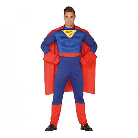 COSTUME CARNEVALE SUPEREROE TG.L VESTITO COMPL.TUTA IMBOTTITA CON MANTELLO PER TRAVESTIMENTI A TEMA SUPERMAN NO ACCESS