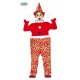 VESTITO CARNEVALE CLOWN PAGLIACCIO 3/4 ANNI COSTUME COMPLETO CAPPELLO COLLO/TUNICA ABITO DA CIRCO NO ACCESSORI