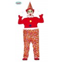 VESTITO CARNEVALE CLOWN PAGLIACCIO 3/4 ANNI COSTUME COMPLETO CAPPELLO COLLO/TUNICA ABITO DA CIRCO NO ACCESSORI