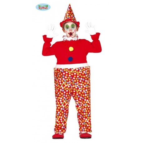 VESTITO CARNEVALE CLOWN PAGLIACCIO 10/12 ANNI COSTUME COMPLETO CAPPELLO COLLO/TUNICA ABITO BAMBINO DA CIRCO NO ACCESSORI